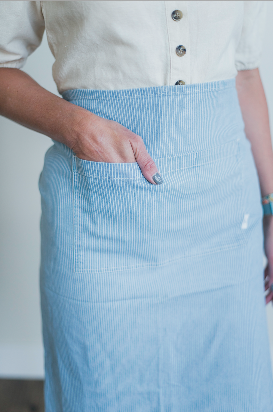 Pinstripe Denim Apron ADULT