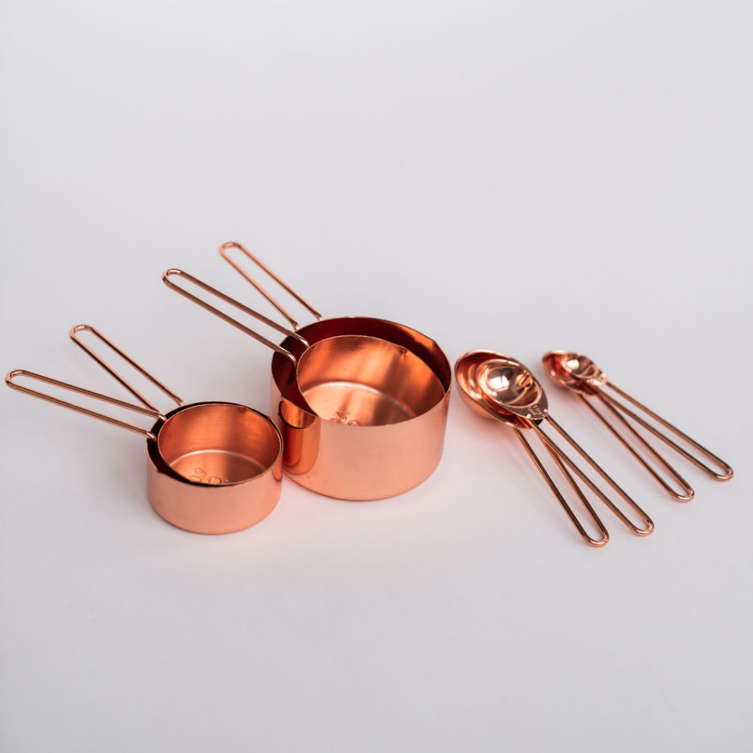 9 Pieces Stainless Steel Measuring Cups and Spoons Measurements, Pouring  Spouts & Mirror Polished for Baking and Cooking Include Magnetic Measurement  Conversion Chart（Rose Gold）, 